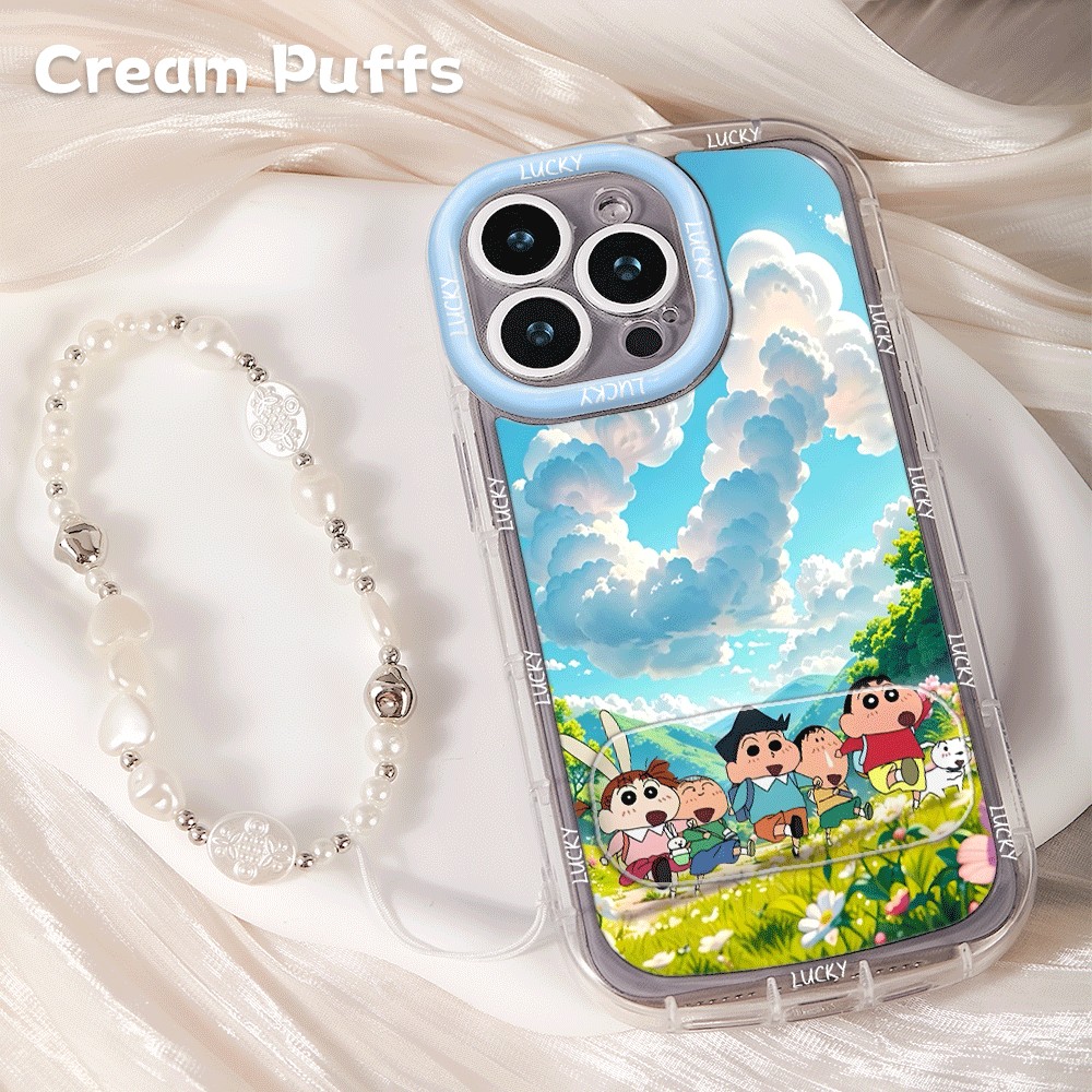 14plus春日小新妮妮iPhone16带挂绳红米note15手机壳软荣耀MAGIC8适用苹果1312镜子支架17ProMax可爱VIVOx300