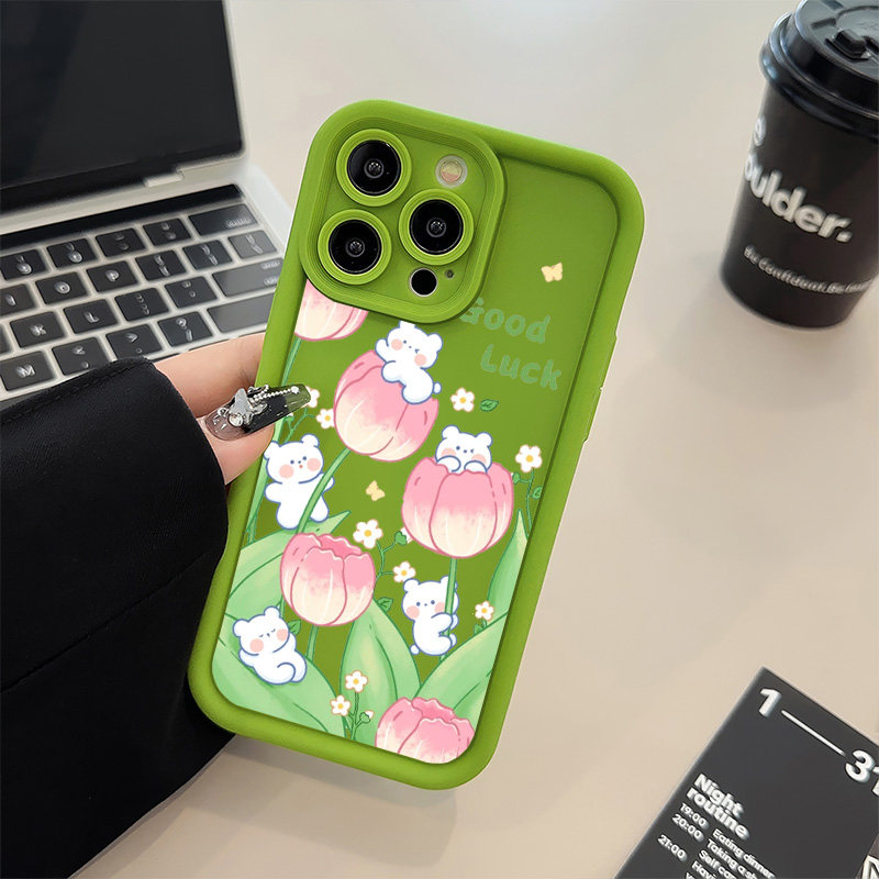 12ProMax手机壳iPhone13郁金香兔兔14高颜值苹果15适用软16plus糖果一加ACE5可爱红米k80ins风荣耀x50i小清新