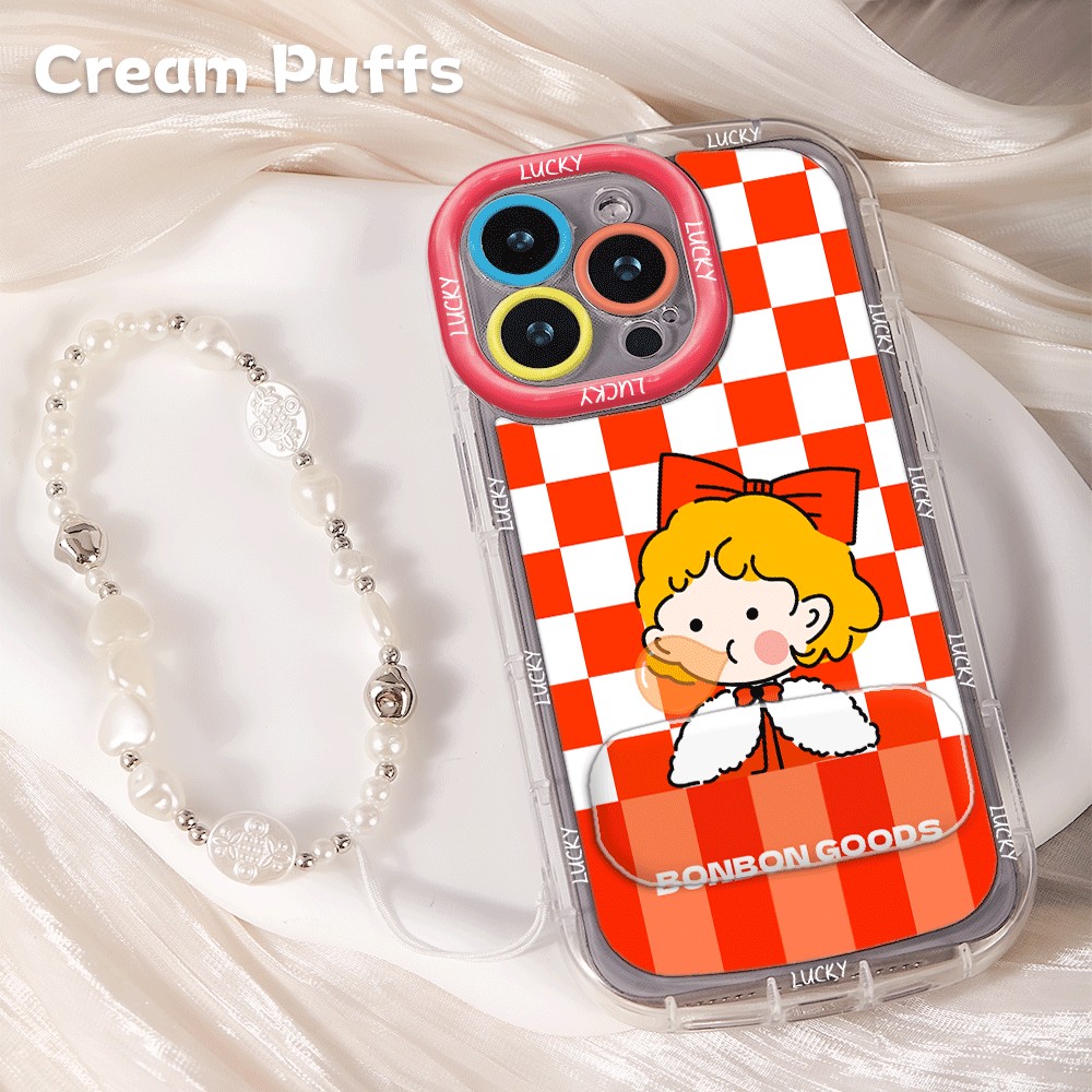 OPPOFindx9镜子支架吹泡泡女孩17ProMax少女心iPhone16带挂绳红米note15手机壳软14plus适用苹果13创意12可爱