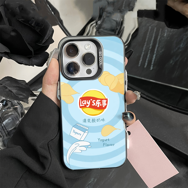 苹果16e搞怪真我NEO7TURBO手机壳15plus彩银iPhone13创意酸奶味薯片华为PURA80ULTRA适用12promax硬小米14pro