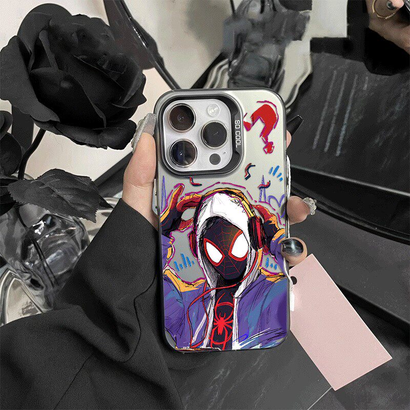 VIVOX300耳机蜘蛛侠情侣苹果16彩银动漫15plus手机壳硬iPhone13个性高级感OPPORENO14适用小米17创意12ProMax