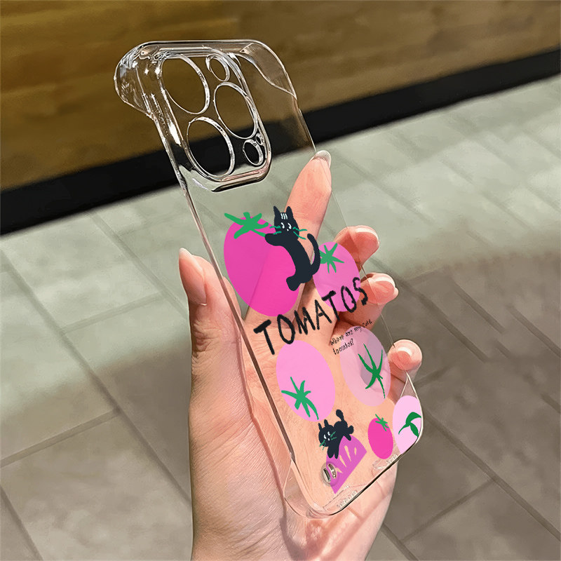 iPhone16超薄15手机壳带支架苹果14plus适用13高级感12ProMax透明硬华为NOVA14番茄猫咪OPPOK12X红米NOTE14
