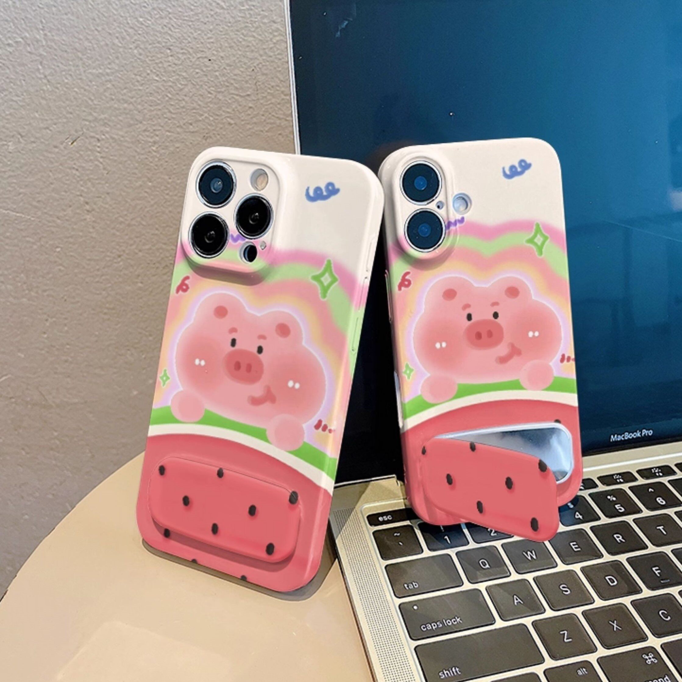 菲林小米15少女心苹果14plus高级感12带镜子支架iPhone16创意IQOOZ10TURBO适用可爱13ProMax西瓜小猪手机壳硬