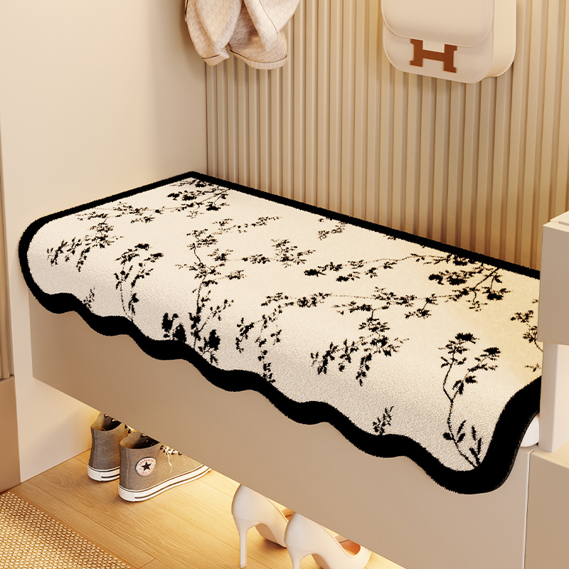 玄关鞋柜软包坐凳盖布2026新款法式加厚进门换鞋凳垫加厚毛绒坐垫