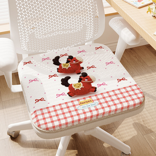 卡通加厚毛绒坐垫椅子垫马年办公室久坐隔凉家用餐椅垫防滑屁垫子