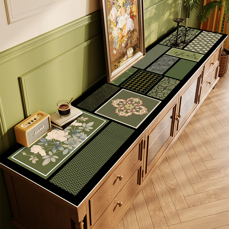 2026新款复古风边柜垫皮革桌垫子