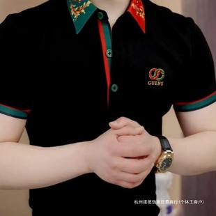 潮流修身 时尚 男2025夏季 洋气拼接撞色短袖 翻领帅气上衣 t恤POLO衫