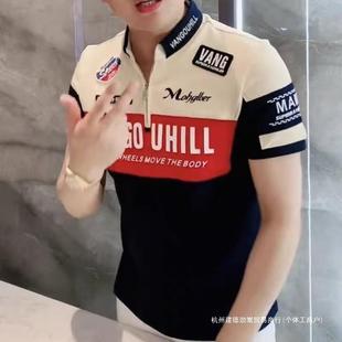 夏装 男士 2025新款 撞色绣标机车款 高端欧货帅气上衣 翻领短袖 Polo衫