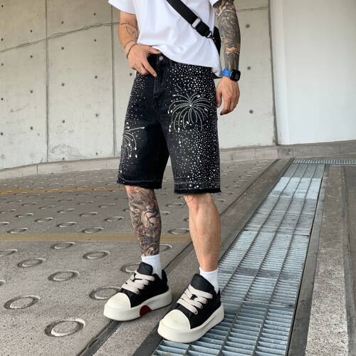巴黎风牛仔短裤男欧美潮牌
