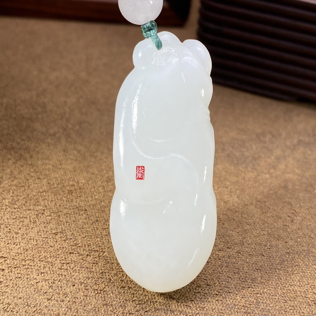 安道子新疆和田玉籽料羊脂白玉大肚弥勒佛公挂件平安玉吊坠旗舰店