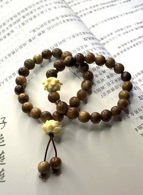 绿檀木串珠莲花手链女生手串禅意小众复古网红闺蜜手饰