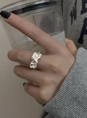 金属褶皱开口食指戒指女小众ins个性夸张几何嘻D1
