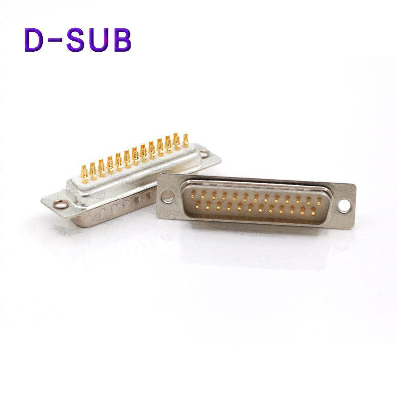 D-SUB车针DB25P公端焊线式白胶镀金车针连接器180度直