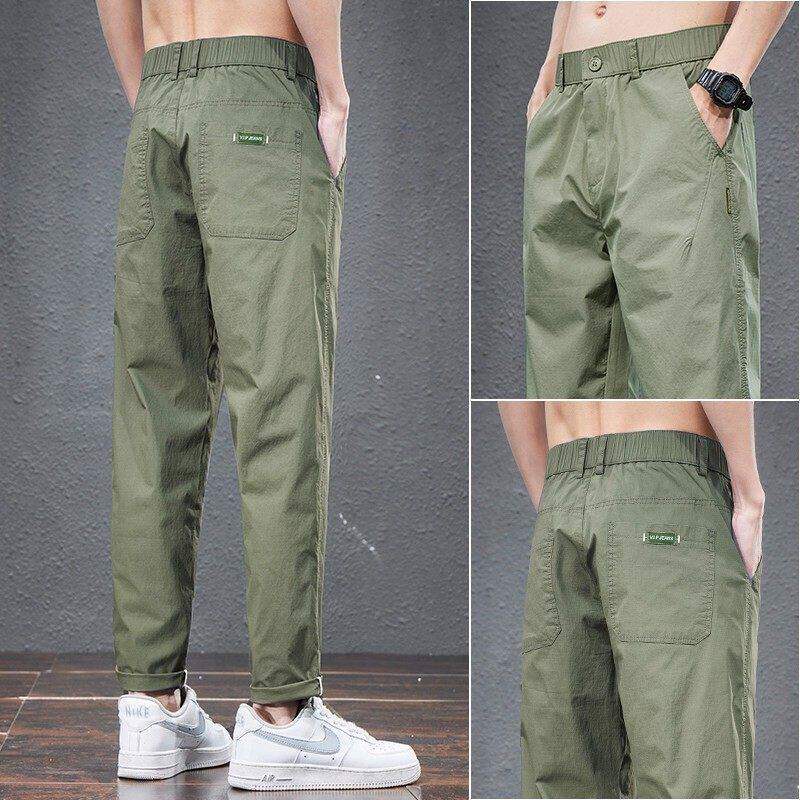 佑步仕冰丝薄款休闲裤男士夏季新款直筒宽松九分运动速干商务西裤