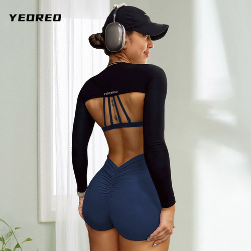 YEOREO运动披肩防晒跑步坎肩瑜伽长袖健身服上衣外套