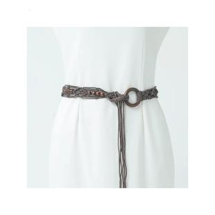 民族风编织木扣蜡绳腰带新款 饰腰炼 加长流苏串珠腰绳小众配裙子装