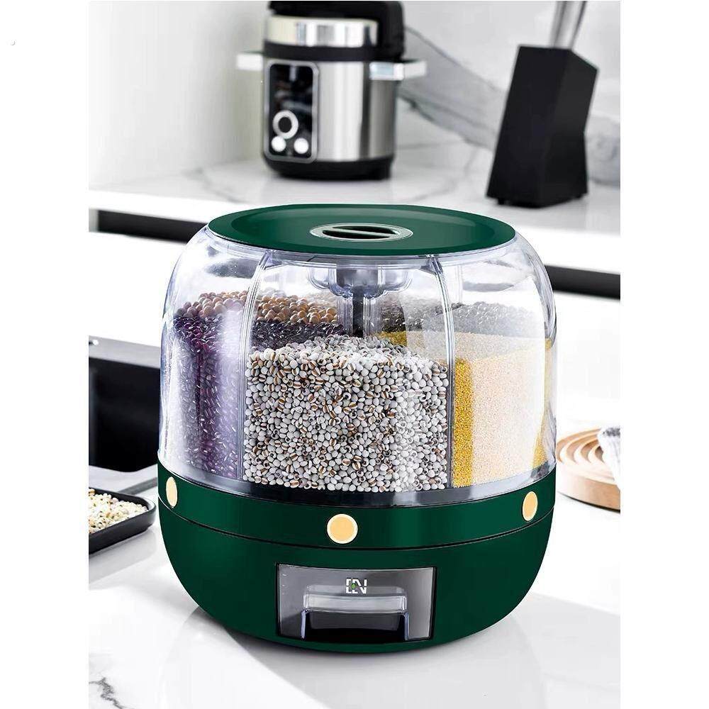 可旋转五谷杂粮收纳盒分格装米桶食品级家用防虫防潮密封分隔米箱