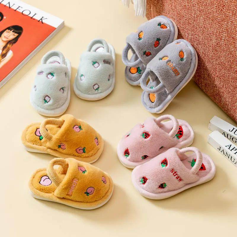 宝宝拖鞋冬季男童保暖室内家居家防滑女童可爱带绳小孩儿童棉拖鞋