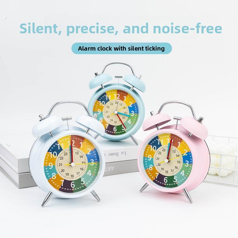 闹钟静音走针早教儿童小闹钟强力叫醒女孩男孩起床神器钟表学生用
