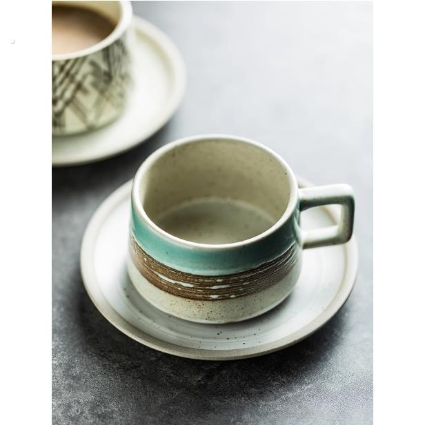 高档咖啡杯碟带勺日式饭厅高级感陶瓷杯子泡茶杯碟套装奶昔奶茶杯