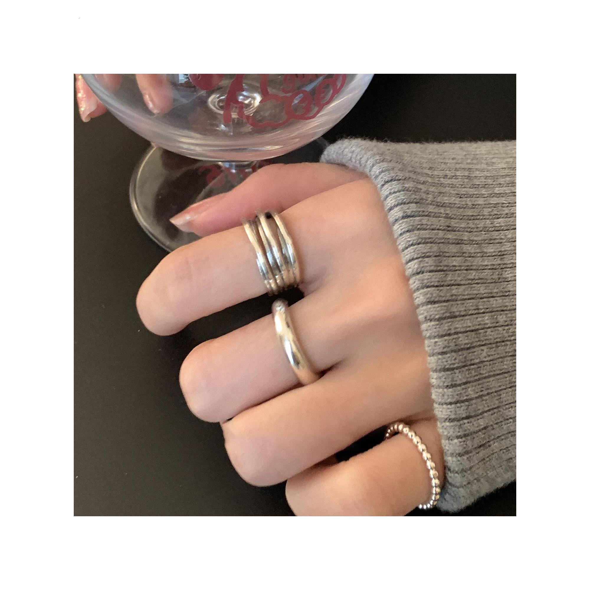 交叉缠绕覆古多层戒指女ins新款潮冷淡风开口食指戒子个性小众男