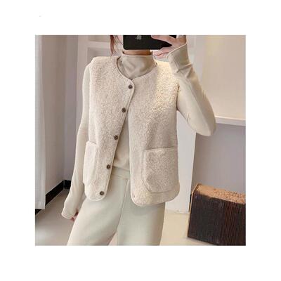 彷羊羔绒马甲女款2025新款秋冬皮毛一体马夹短款百搭坎肩背心外套