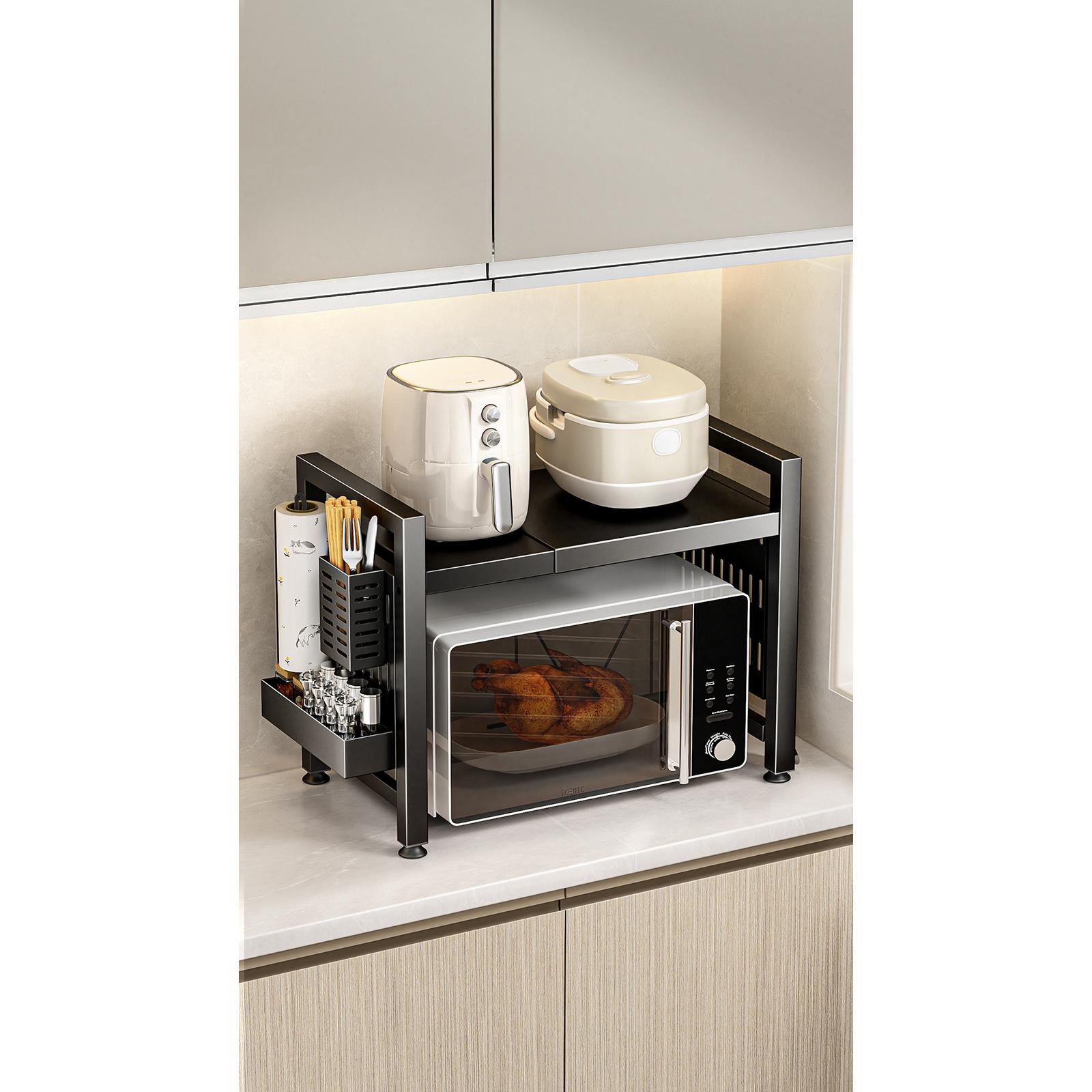 厨房微波炉置物架多功能家用台面电饭锅烤箱伸缩支架多层收纳层架