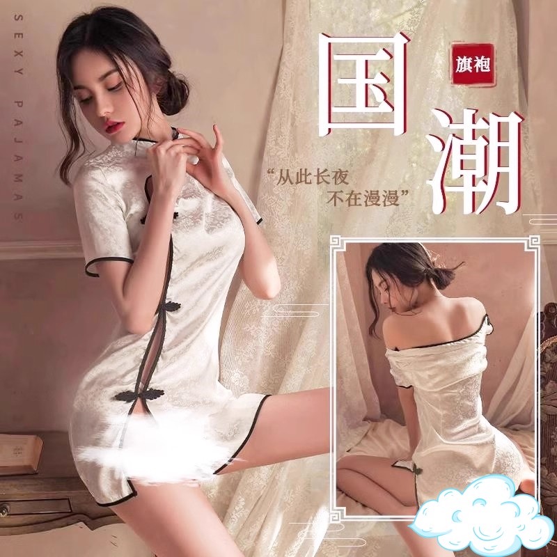旗袍高开叉床上性感睡衣吊带睡裙情侣女款纯欲风高级感趣味内衣女