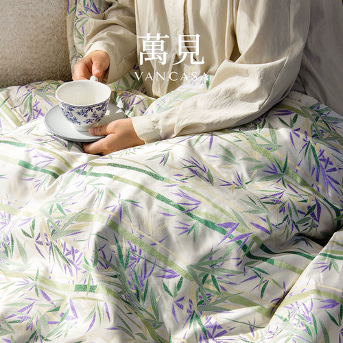 法式东方竹影搭毯沙发披肩午睡毯