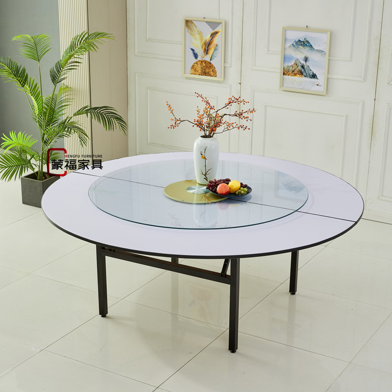 优选酒店家用酒席10人15人20人大圆桌子折叠圆桌圆台面板PVC圆形