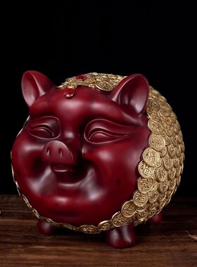 优选德国工艺树脂工艺品金猪存钱罐客厅家居玄关摆件家居装饰品生