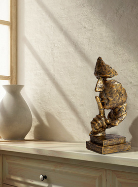 优选人脸造型沉默是金摆件家居客厅玄关书房博古架装饰摆设树脂工