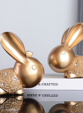 优选可爱兔子小摆件客厅酒柜电视柜玄关轻奢高级感装饰品现代简约