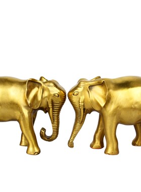 优选铜大象摆件一对铜象对象吸水象玄关电视柜装饰乔迁新居开业礼
