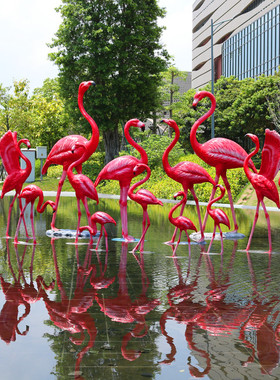 优选户外园林别墅庭院水池玻璃钢仿真火烈鸟雕塑摆件婚庆道具装饰