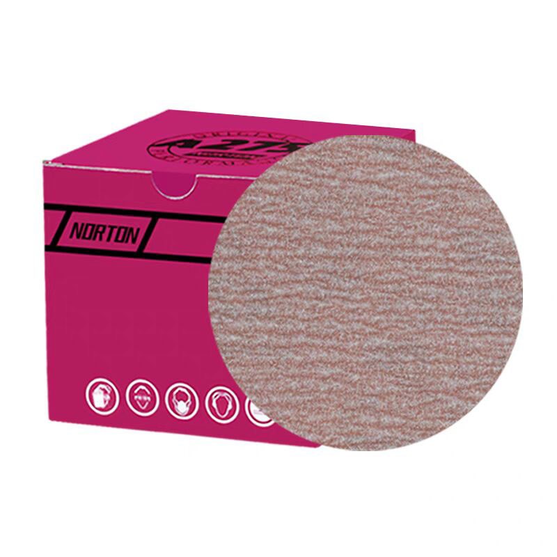 NORTON诺顿A275植绒圆砂纸片5寸9寸气磨机砂纸自粘式抛光打磨片
