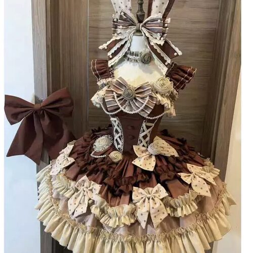 Lolita洛丽塔卡其色蓬蓬公主裙