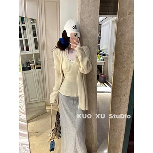 【现货秒发】韩式搭配一整套冬装针织衫外套内搭挂脖小吊带背心女