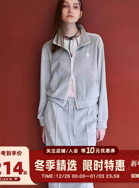 【套装】GENERAL IDEA天鹅绒运动休闲卫衣外套+半裙两件套女秋冬