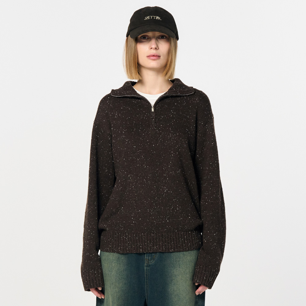 GENERAL IDEA BY BUMSUK毛圈粒粒雪花质感拉链套头毛衣