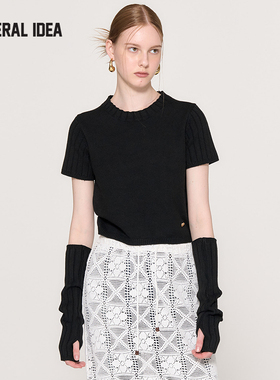 GENERAL IDEA可拆卸袖套针织衫女短袖毛衣慵懒风韩系设计感上衣