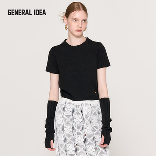 GENERAL IDEA可拆卸袖套针织衫女短袖毛韩系设计感上衣通勤毛衫春