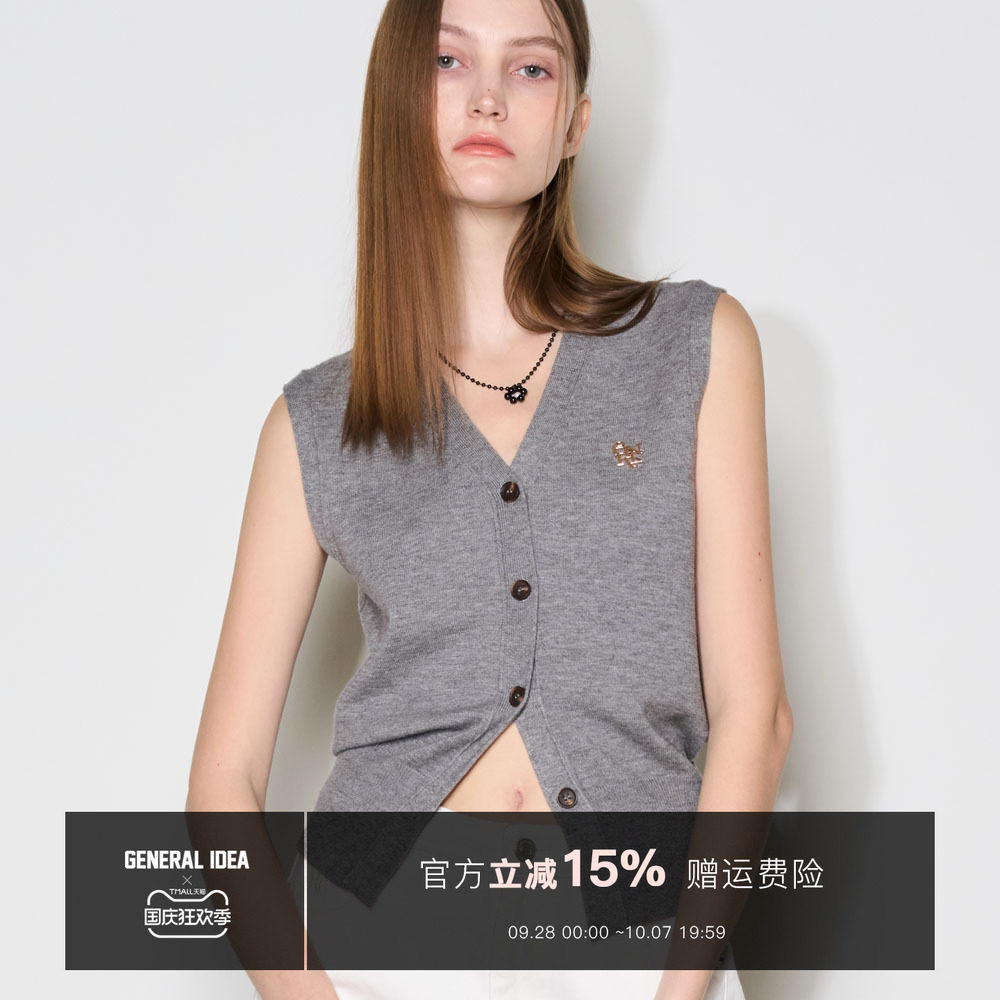 GENERAL IDEA BY BUMSUK韩国正品 V领设计针织开衫马甲背心女