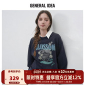 GENERAL 上衣秋 BUMSUK复古玫瑰印花做旧圆领套头卫衣长袖 IDEA