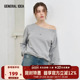 女秋季 GENERAL BUMSUK慵懒斜肩收腰设计卫衣长袖 宽松韩版 IDEA