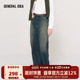 IDEA 秋复古水洗高腰弯刀牛仔裤 女宽松休闲时尚 GENERAL 长裤