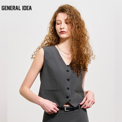 GENERAL IDEA BY BUMSUK简约立挺西装设计单排扣背心马甲女士通勤