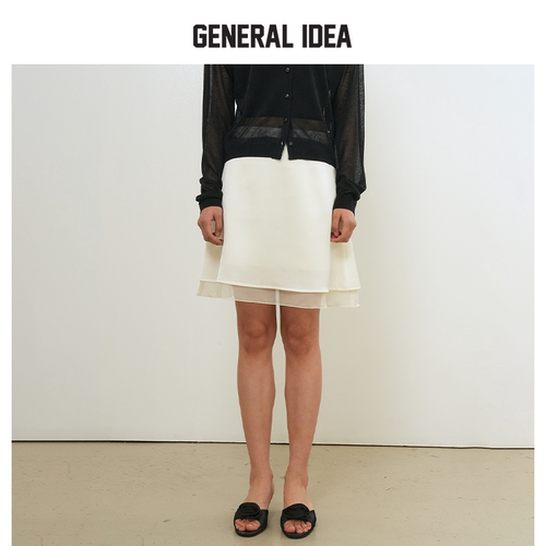 GENERAL IDEA BY BUMSUK女士夏季缎面叠层半身裙时尚百搭休闲短裙