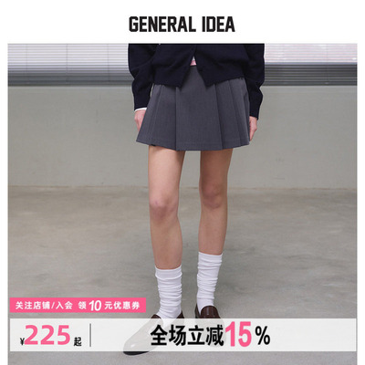 GENERAL IDEA BY BUMSUK夏季女士百褶裙现代休闲百搭迷你短裙子
