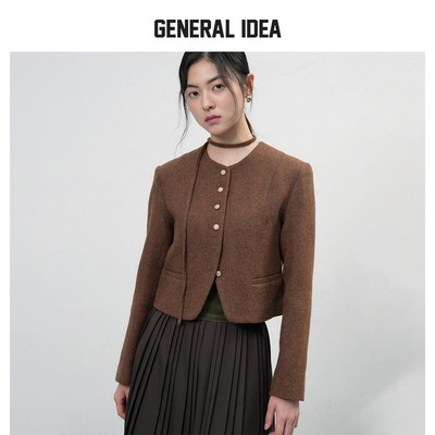 【明星同款】GENERAL IDEA显瘦小香风短外套女通勤气质韩系含领带